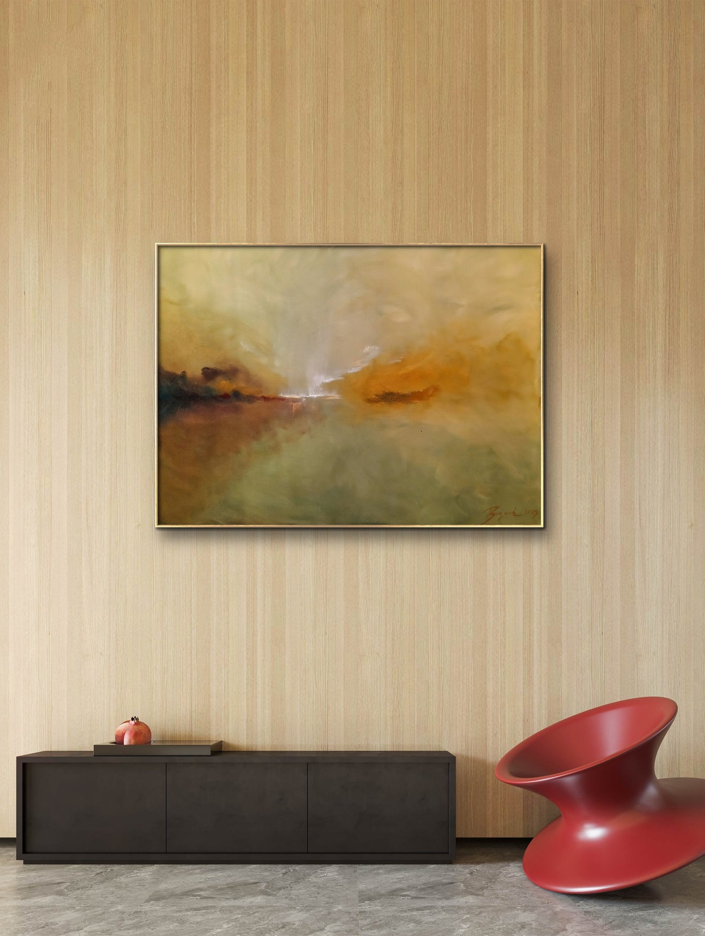 Ethereal Fog: A Serene Treescape Painting (80x60x3cm)